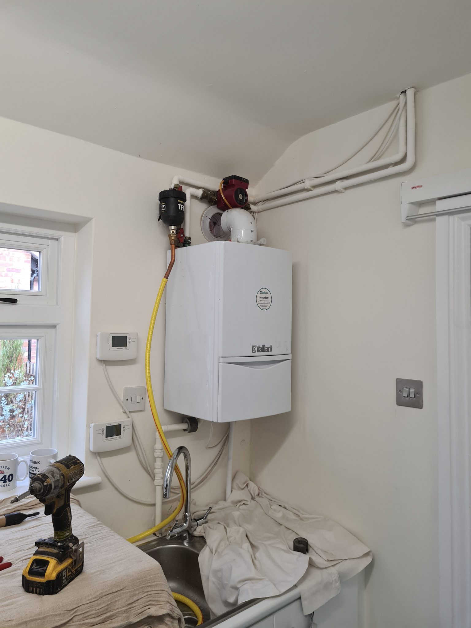A boiler opened up for repair